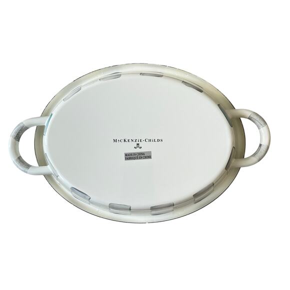 MacKenzie Childs Sterling Check Medium Oval Gratin Baking Dish Enamel Retired - Picture 8 of 16